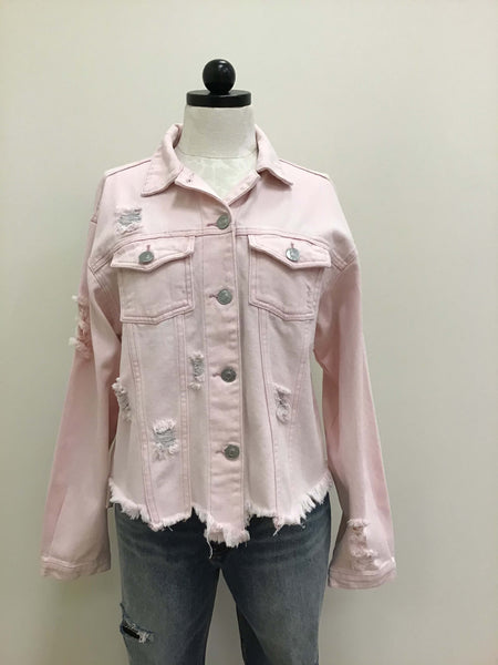 Blush pink cheap jean jacket