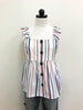 Staccato Top Red White Blue Stripe Sleeveless